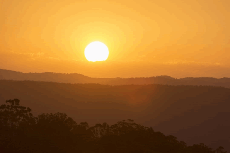 The sun rising in the East